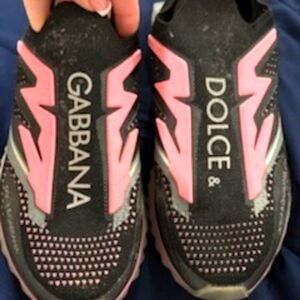 Dolce & Gabbana Black and Pink Sneakers